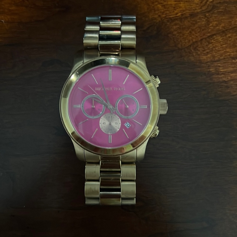 Michael Kors hot pink face watch. Used